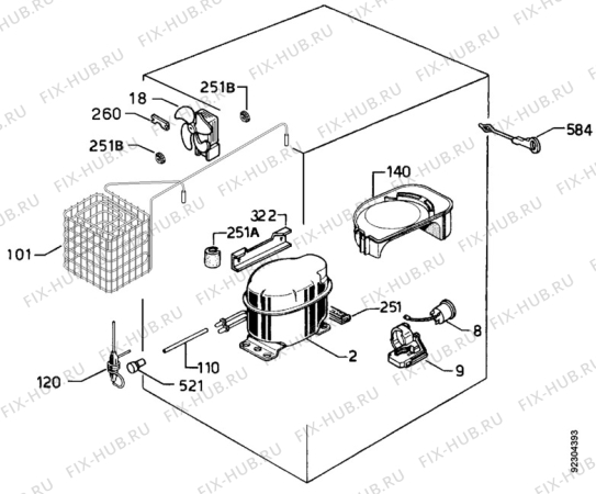 Взрыв-схема холодильника Blomberg KU1150 - Схема узла Cooling system 017